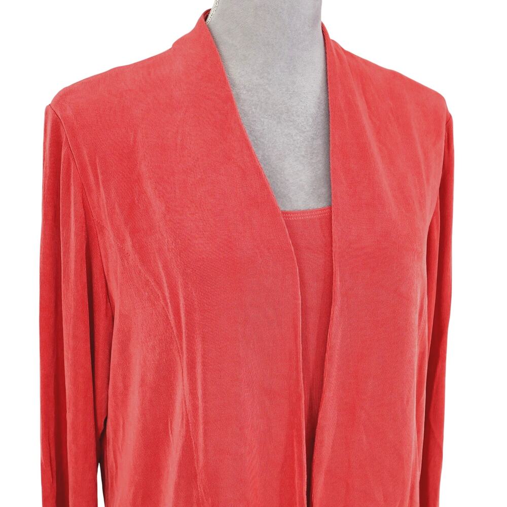 Chicos Travelers 3 Sweater Set Womens XL 16 Pale Orange Cardigan n Tank 2 Piece - Picture 9 of 16